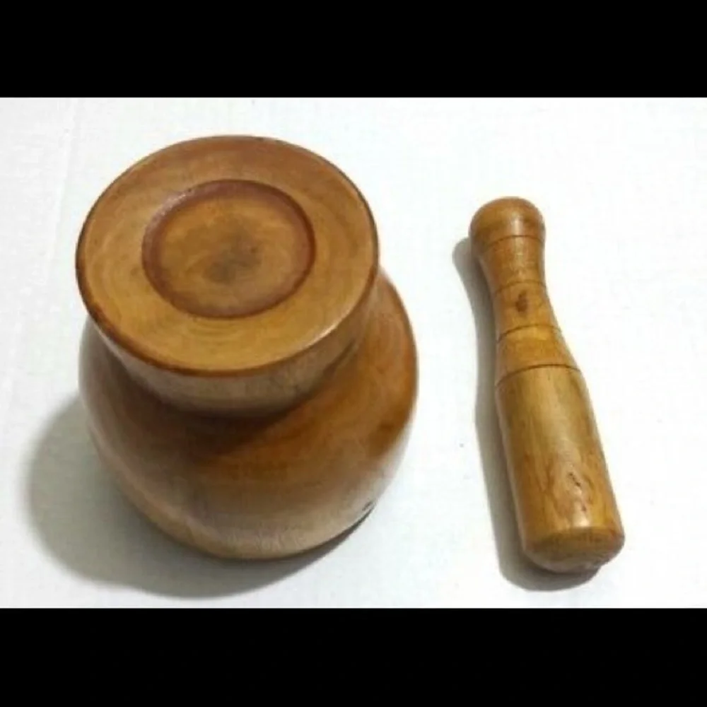 Vintage Wooden Mortar And Pestle 2 Piece Set